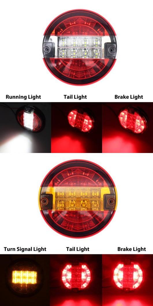 12V-24V 20LED テールライト リア ブレーキ ストップ ライト ターンシグナルランプ ラウンド ハンバーガー バルブ 1ピース レッド ホワイの通販は