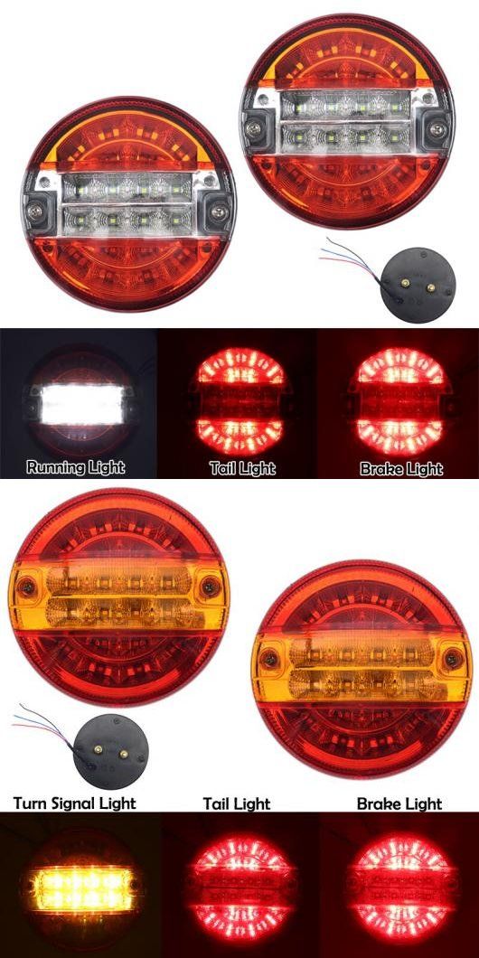 12V-24V 20LED テールライト リア ブレーキ ストップ ライト ターンシグナルランプ ラウンド ハンバーガー バルブ 2ピース レッド ホワイト 2・2ピース レッド イエロー 2 12V・24V AL-MM-8745 AL