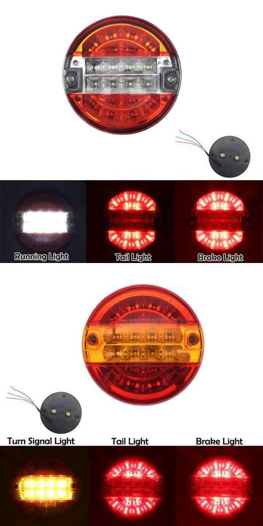 12V-24V 20LED テールライト リア ブレーキ ストップ ライト ターンシグナルランプ ラウンド ハンバーガー バルブ 適用: 1ピース レッド の通販は