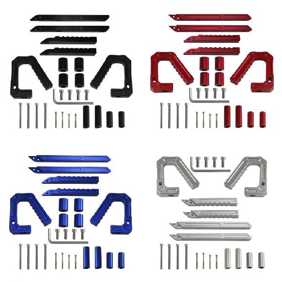 リア＆フロント グリップ バー グリップ ハンドル キット 適用: 2007-2018 ジープ/JEEP ラングラー JK シルバー/ブラック/レッド/ブルー 99202 + 99201 ブラック〜シルバー AL-NN-0494 AL