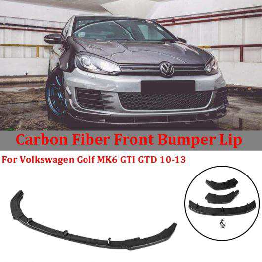 3ピース カーボンファイバー フロント バンパー リップ スポイラー スプリッタ 適用: フォルクスワーゲン/VOLKSWAGEN ゴルフ MK6 GTI GTD 2010-2013 パーツ ボディ キット AL-NN-0620 ALの通販は