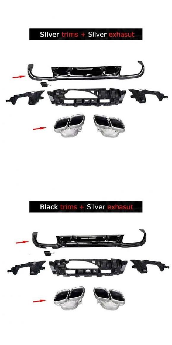 リア ディフューザー エキゾースト チップ 適用: ベンツ E クラス W213 E63 AMG スポーツ 2016-2021 除く スタンダード 光沢ブラック シルバー シルバー・ブラック シルバー AL-NN-0808 AL
