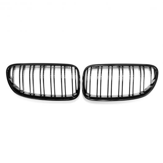 ペア フロント グリル デュアル スラット 適用: BMW E92 E93 328i 335i 2007 2008 2009 2010 2011-2014 レーシング 光沢ブラック ダブルライン AL-NN-0957 AL_2