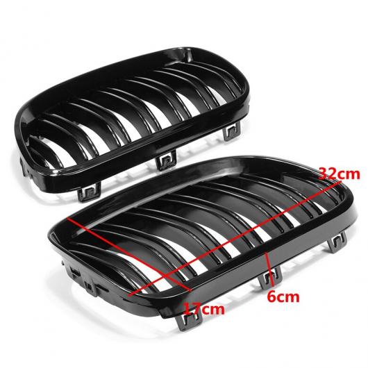 ペア フロント グリル デュアル スラット 適用: BMW E92 E93 328i 335i 2007 2008 2009 2010 2011-2014 レーシング 光沢ブラック ダブルライン AL-NN-0957 AL_7
