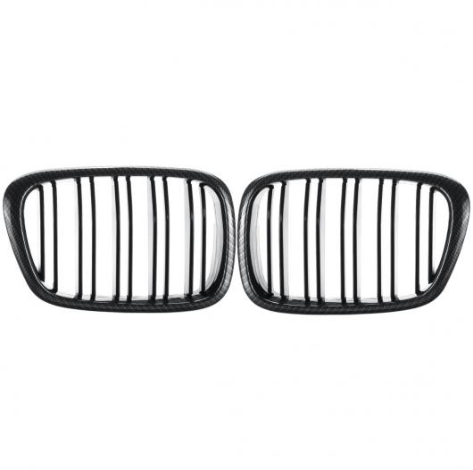 2ピース デュアル スラット フロント グリル 適用: BMW E39 5シリーズ M3 1997 1998 1999 2000 2001 2002 2003 光沢ブラック ダブルライン AL-NN-0966 AL_2