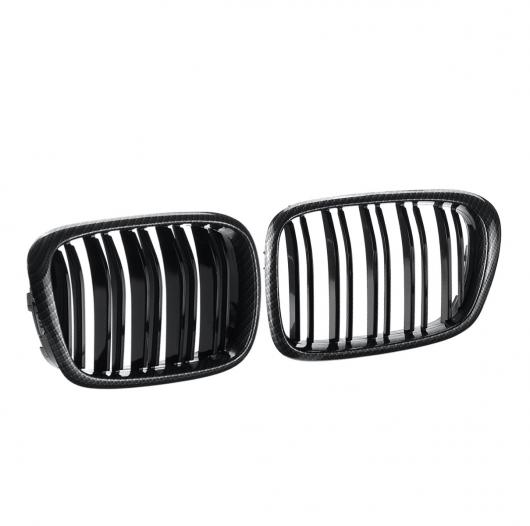 2ピース デュアル スラット フロント グリル 適用: BMW E39 5シリーズ M3 1997 1998 1999 2000 2001 2002 2003 光沢ブラック ダブルライン AL-NN-0966 AL_3