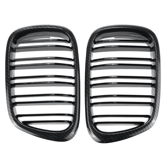 2ピース デュアル スラット フロント グリル 適用: BMW E39 5シリーズ M3 1997 1998 1999 2000 2001 2002 2003 光沢ブラック ダブルライン AL-NN-0966 AL_4