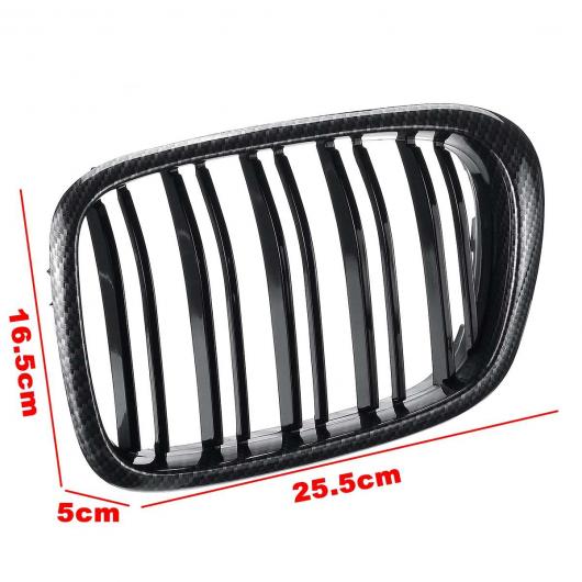 2ピース デュアル スラット フロント グリル 適用: BMW E39 5シリーズ M3 1997 1998 1999 2000 2001 2002 2003 光沢ブラック ダブルライン AL-NN-0966 AL_6