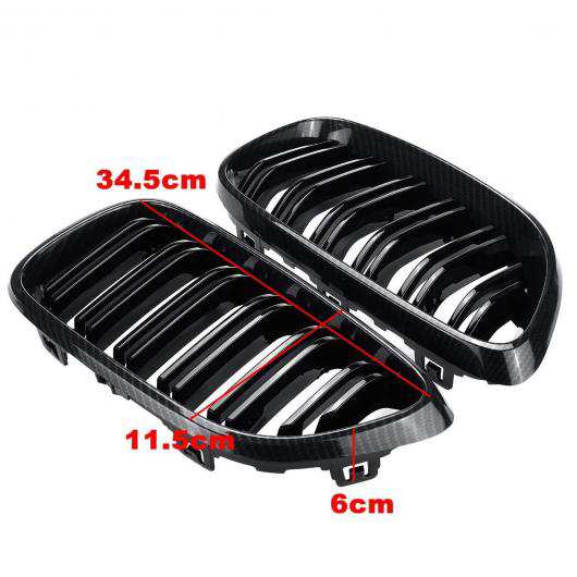ペア カーボン デュアル ライン スラット フロント グリル 適用: BMW 2シリーズ F22 2012-2018 F23 F24 2014-2018 カーボン 光沢ブラック AL-NN-0975 ALの通販は