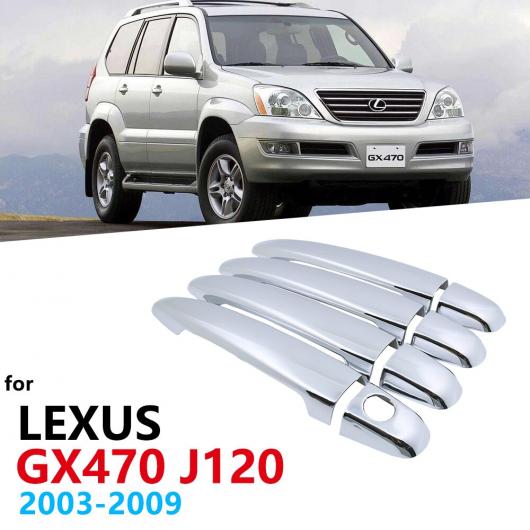 クローム エクステリア ハンドル カバー トリム セット 適用: レクサス GX470 J120 2003 2004 2005 2006 2007 2008 2009 アクセサリー ボタンなし 4ドア〜4ボタン 4ドア AL-NN-2480 AL_5