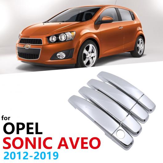 4ピース クローム ハンドル シルバー 光沢 カバー トリム セット 適用: オペル/OPEL シボレー/CHEVROLET ソニック アベオ バリーナ 2012の通販は