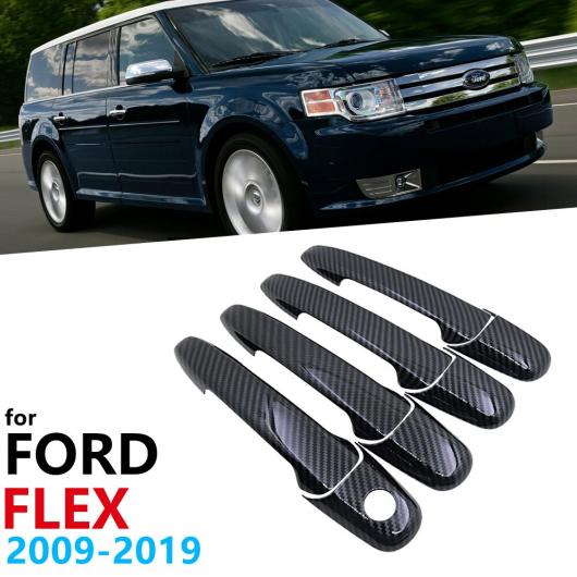 ブラック カーボンファイバー ドア ハンドル カバー トリム セット 適用: フォード/FORD フレックス 2009〜2019 ステッカー プロテクター 2010 2011 ブロー 4ドア AL-NN-2680 AL_5