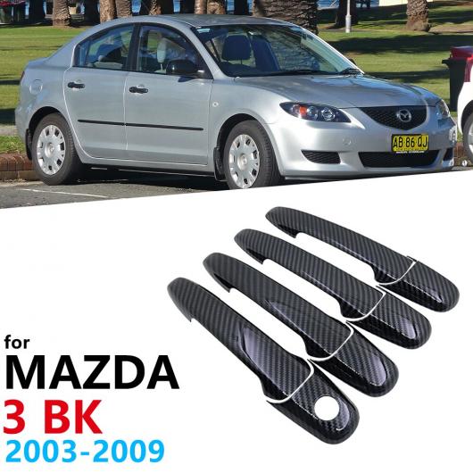 ブラック カーボンファイバー ドア ハンドル カバー トリム セット 適用: MAZDA3 MAZDA3 BK セダン ハッチ 第1世代 2003〜2009 ステッカー 2004 ハンドルボウル 4ドア AL-NN-2688 AL_5