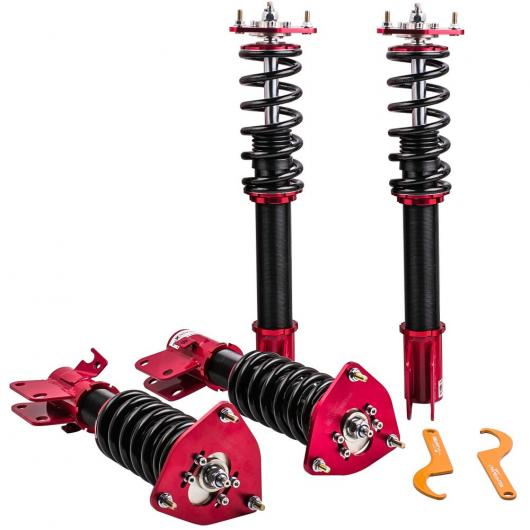 24 ウェイ 調整可能 ダンパー 高さ コイルオーバー サスペンション ショック キット 適用: スバル インプレッサ WRX GDA GDB サーブ/SAAB 9-2ピース 2002-2007 AL-NN-3001 AL