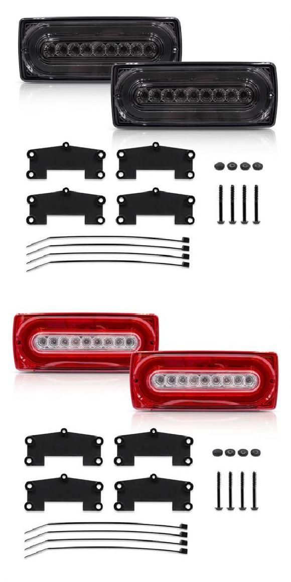 適用: メルセデス・ベンツ W463 Gクラス G500 G550 G55 AMG 1990-2018 スモーク LED 3D リア ランニング ブレーキ ウインカー テールライト キット ランプ スモーク・クリア AL-NN-5313 AL