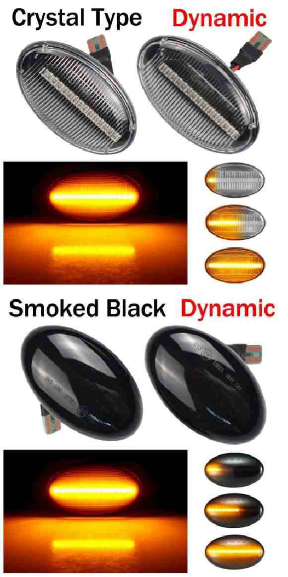 2ピース ダイナミック LED ウインカー ライト サイド マーカー 適用: メルセデス・ベンツ スマート W450 W452 ダイナミック クリスタル・ダイナミック スモーク ブラック AL-NN-6034 ALの通販は