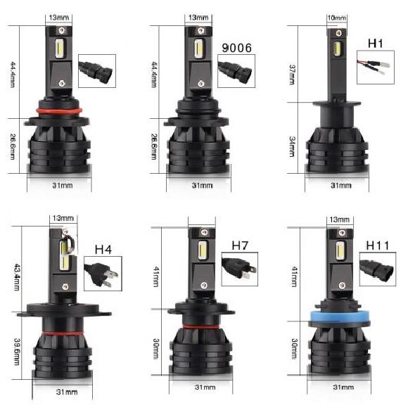 2ピース LED ヘッドライト H1 H4 H7 H11 HB3 9005 HB4 9006 H7 LED バルブ 適用: バルブ 12V 16000LM 6500K ミニ サイズ オート LED フォグランプ 1 ペア H11〜9006 AL-NN-6201 AL