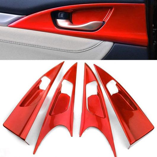 インテリア 自動車 ドア ハンドル ボウル カバー モールディング トリム 4ピース アクセサリー 適用: ホンダ 10世代 シビック 2016-2019 レッド レッド AL-NN-8602 AL_2