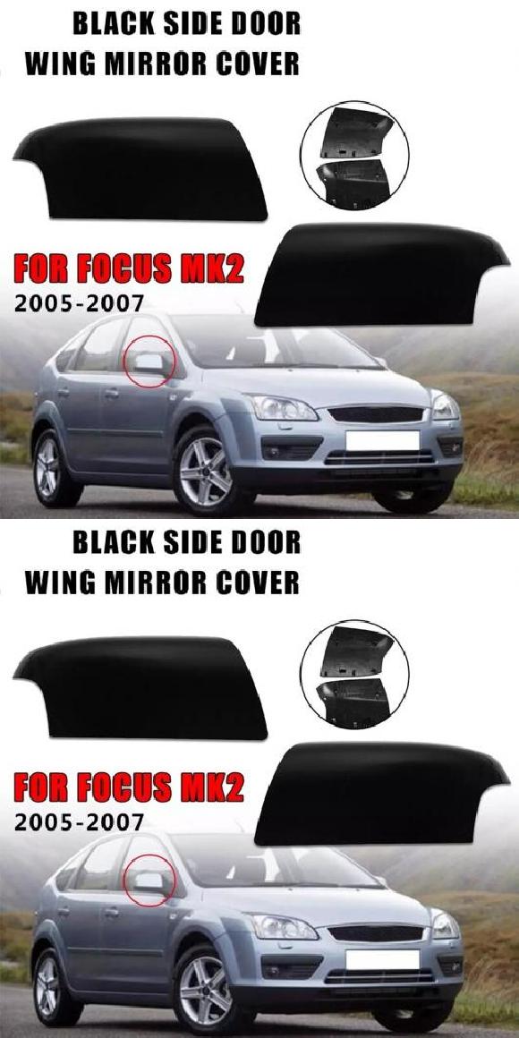 AL 光沢ブラック リア ビュー ミラー カバー トリム サイド ウイング ケース 適用: フォード/FORD フォーカス MK2 2005 2006 2007 左・右 AL-NN-8743