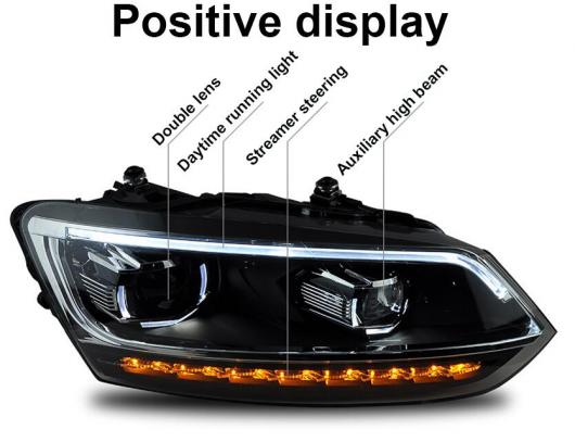 バンパー ランプ 適用: ポロ ヘッドライト 2011 2012 2013 2014 2015 2016 2017 LED テールライト DRL レンズ ダブル ビーム HID LED テールライト ブラック VW ポロ 2011-2017 AL-OO-0329 AL_2