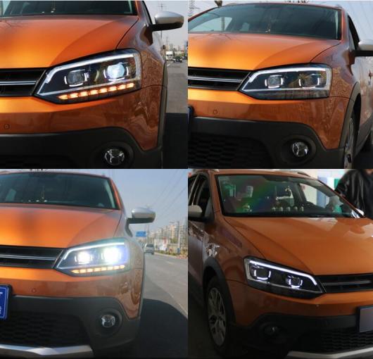 バンパー ランプ 適用: ポロ ヘッドライト 2011 2012 2013 2014 2015 2016 2017 LED テールライト DRL レンズ ダブル ビーム HID LED テールライト ブラック VW ポロ 2011-2017 AL-OO-0329 AL_3