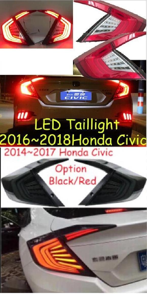 2ピース スタイリング ヘッドライト 適用: シビック 10世代 DRL 2016 2017 2018 LED ランニング レッド テールライト・ブラック テールライト ホンダ シビック 2016-2018 AL-OO-0339 AL