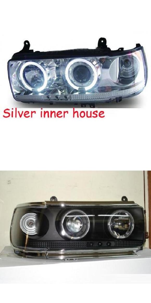 1ペア プラド 4500 LC80 FJ80 LED エンジェルアイ ヘッドライト 1990 ホワイト インナー 2ピース・ブラック インナー 2ピース トヨタ クルーザー プラド 1990-1997 LC80 AL-OO-0353 AL