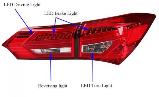 1セット バンパー ランプ テール ライト 適用: カローラ テールライト 2014 2015 2016 LED フォグ リア レッド ホワイト〜ティーカラー トヨタ カローラ 2011-2013 AL-OO-0517 AL_3