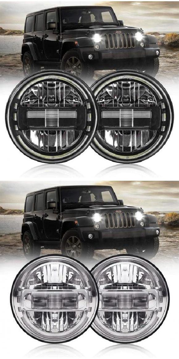 7インチ LED ヘッドライト 適用: ラーダ/LADA ニーヴァ 4×4 H4 ハイ ロー ビーム ラウンド ヘッドランプ ランニング ライト ジープ/JEEP 2ピース ブラック・2ピース シルバー AL-OO-0859 AL 59,688円