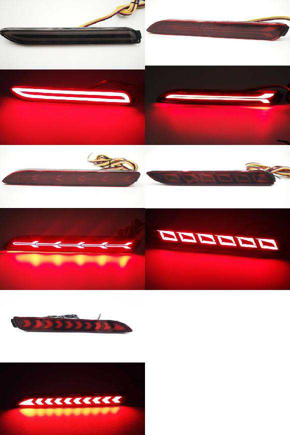2ピース LED リア バンパー リフレクター テール ブレーキ ライト 適用: トヨタ RAV4 ハリアー シエナ EZ アルファード マーク X ブラック カバー〜モデル E 2ファンクション AL-OO-1008 AL