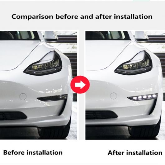 1ペア LED ランプ デイタイムランニングライト フォグ ライト ウインカー ライト 適用: テスラ/TESLA モデル 3 2017-2020 ハイ ブライト AL-OO-1042 AL_3