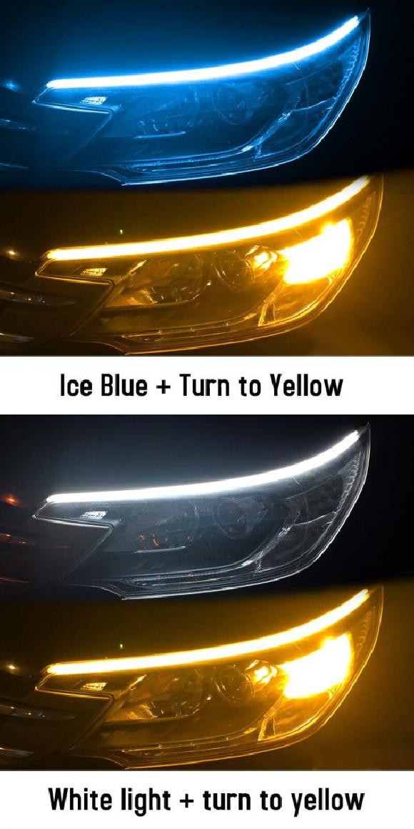 AL 2ピース LED DRL デイタイムランニングライト アイスブルー イエロー〜ブルー イエロー 60cm 23.62インチ AL-OO-1047 7,220円