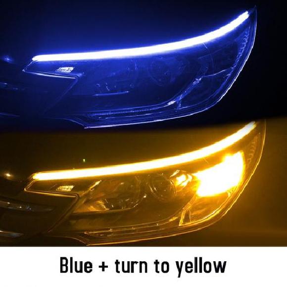 AL 12V 2ピース LED DRL デイタイムランニングライト アイスブルー イエロー〜ブルー イエロー 30cm 11.8インチ AL-OO-1048の通販は