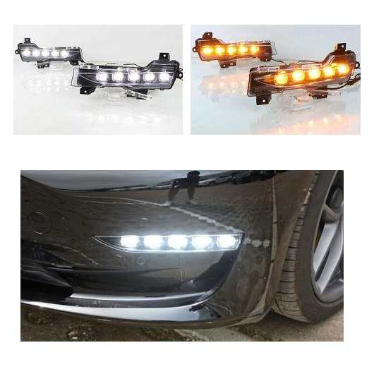 1セット 適用: テスラ/TESLA モデル 3 2017 2018 2019 2020 LED DRL デイタイムランニングライト イエロー×ホワイト AL-OO-1211 ALの通販は