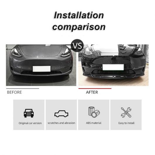 適用: テスラ/TESLA モデル Y 2020-2021 フロント リップ ラージ サラウンド フロント シャベル アンチ-衝突 スポイラー プロテクター 装飾 アクセサリー ブラック AL-OO-1348 AL_5
