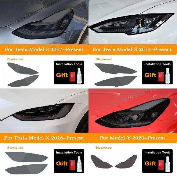 2ピース 適用: テスラ/TESLA モデル 3 X Y S ヘッドライト TINT スモーク ブラック 保護 フィルム 保護 クリア TPU ステッカー アクセサリー モデル 3 B〜モデル Y B AL-OO-1372 AL