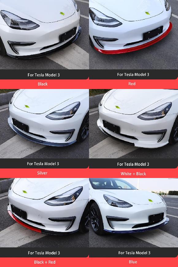 3ピース フロント バンパー リップ ボディ キット スポイラー ABS スプリッタ 適用: テスラ/TESLA モデル 3 2017-2021 モデル3 ブラック〜モデル3 ブルー AL-OO-1477 ALの通販は