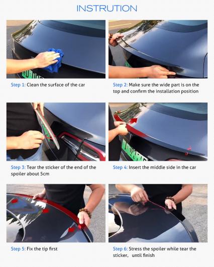 適用: テスラ/TESLA モデル Y/モデル 3 アクセサリー リア トランク リップ カーボンファイバー ウイング スポイラー モデル3 マット ブラック・モデル3 ブライト ブラック AL-OO-1541 AL_4