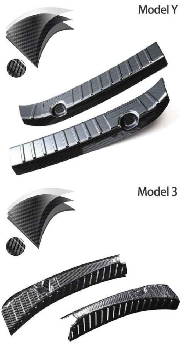 適用: テスラ/TESLA モデル 3/モデル Y ステンレス スチール トランク インナー ガード インナー リア バンパー ガード プレート カバー カーボン モデル Y・カーボン モデル 3 AL-OO-1570 AL