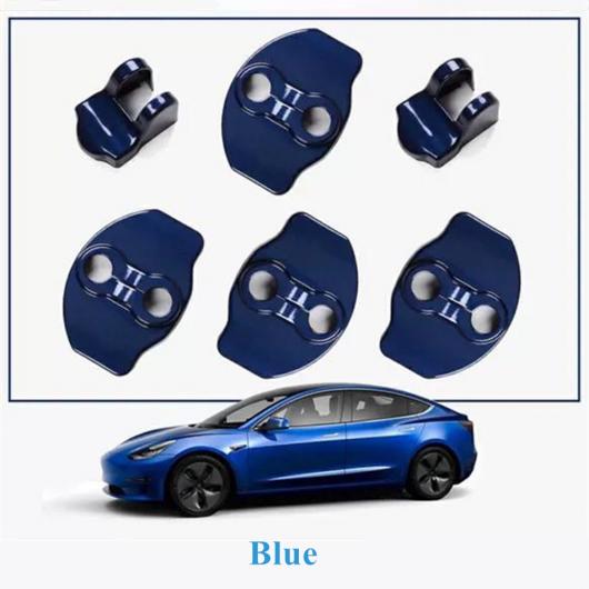 ブラック レッド ブルー 適用: テスラ/TESLA モデル 3 モデル Y ドア ロック カバー プロテクター ラッチ ドア ストッパー カバー セット 6 インテリア アクセサリー ABS セット AL-OO-1639 AL_3