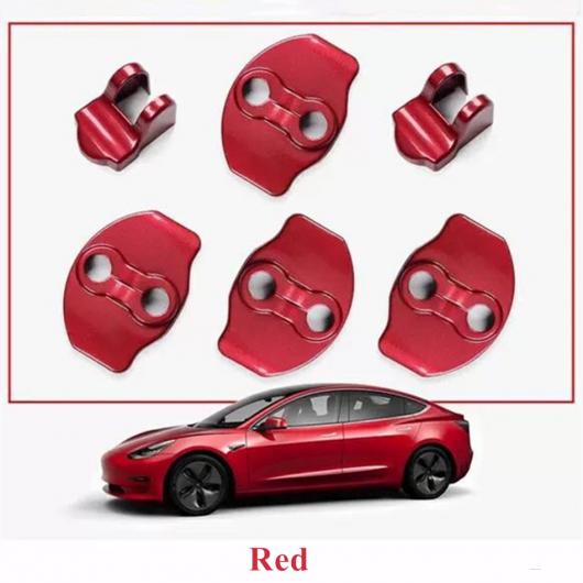 ブラック レッド ブルー 適用: テスラ/TESLA モデル 3 モデル Y ドア ロック カバー プロテクター ラッチ ドア ストッパー カバー セット 6 インテリア アクセサリー ABS セット AL-OO-1639 AL_4