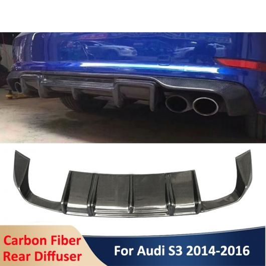 RS タイプ カーボンファイバー 4 OUTS リア リップ ディフューザー バンパー ボディ キット 2014-2016 適用: アウディ/AUDI S3/A3 ハッチバック スポーツ エディション カーボン AL-OO-2251 AL