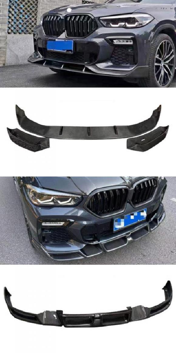 リアル カーボンファイバー フロント バンパー リップ チン シャベル パーツ ボディ キット 適用: BMW X6 G06 2020-2022 チューニング タイプ001・タイプ002 AL-OO-2713 AL