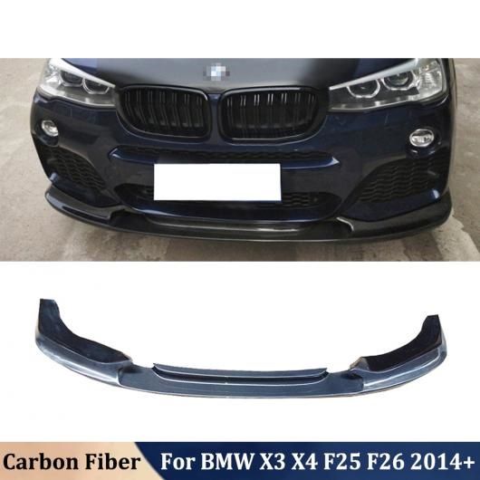 リアル カーボンファイバー フロント バンパー リップ ディフューザー スポイラー チン シャベル 適用: BMW X3 X4 F25 F26 M-スポーティー バージョン 2014 + AL-OO-2750 AL
