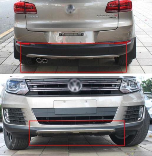 2ピース フロント＆リア バンパー ディフューザー プロテクター ガード スキッド プレート カバー 適用: フォルクスワーゲン/VOLKSWAGEN VW ティグアン 2013 2014 2015 2016 AL-OO-3132 AL