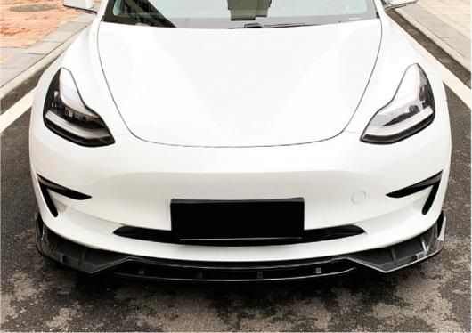 4ピース ABS カーボン フロント バンパー スポイラー リップ スプリッター カバー 適用: テスラ/TESLA モデル 3 2017 2018 2019 2020 ABS ブラック レッド・ABS レッド ブラック AL-OO-3477 AL_2