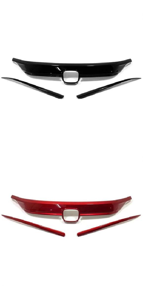適用: ホンダ シビック 11世代 2022 フロント フード バンパー メンバー ボンネット グリル カバー トリム 光沢ブラック レッド カーボンファイバー フロント カバー トリム ブラック・レッド AL-OO-4707 AL