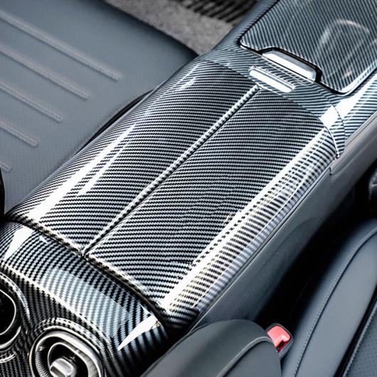 ABS カーボンファイバー アームレスト ボックス 保護 ステッカー カバー 適用: メルセデス-ベンツ C-クラス W206 C180 C200 C300 2021 2022 カーボン調 AL-OO-4792 AL_2
