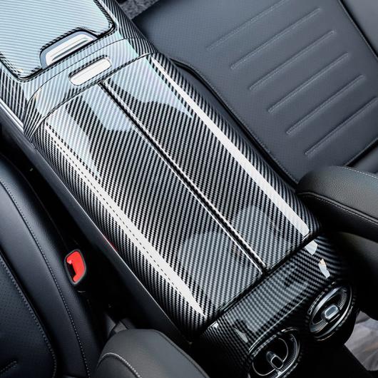 ABS カーボンファイバー アームレスト ボックス 保護 ステッカー カバー 適用: メルセデス-ベンツ C-クラス W206 C180 C200 C300 2021 2022 カーボン調 AL-OO-4792 AL_3