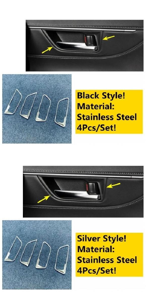 ドア プル ドアノブ ハンドル ハンド ボウル ブラック/シルバー ステンレス スチール インテリア カバー トリム 適用: トヨタ ヴェンザ/ハリアー 2021 2022 ブラック・シルバー AL-OO-4969 AL